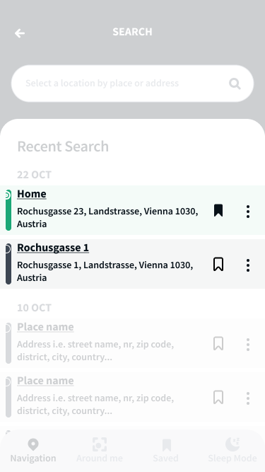 In the navigation app waveOut colors are not the only indicator: iconography is also
                        used to differentiate saved and unsaved routes. It’s a way to make sure meaning is not lost when the
                        user cannot perceive certain colors.