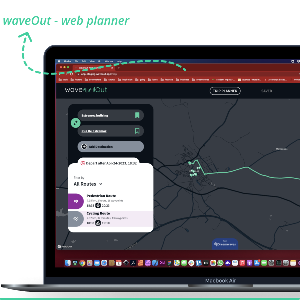 Plan your route on desktop with the webplanner and save it on your account, for later using it with the waveOut mobile app.